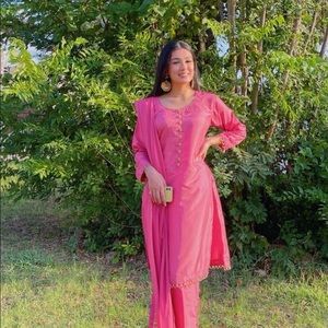 Pakistani party dress silk pink Punjabi suit desi